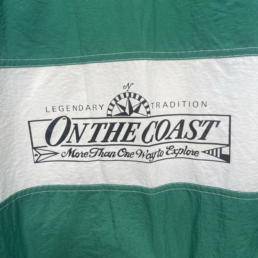Gap‎ Kids Sailing Style Nautical Windbreaker Green White Stripe XL Lightweight